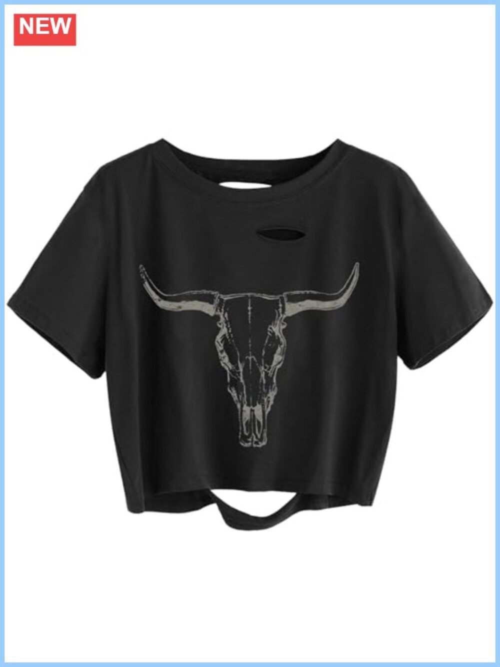Women's Distressed Cotton Blend Crop Top Short Sleeve Graphic Tee